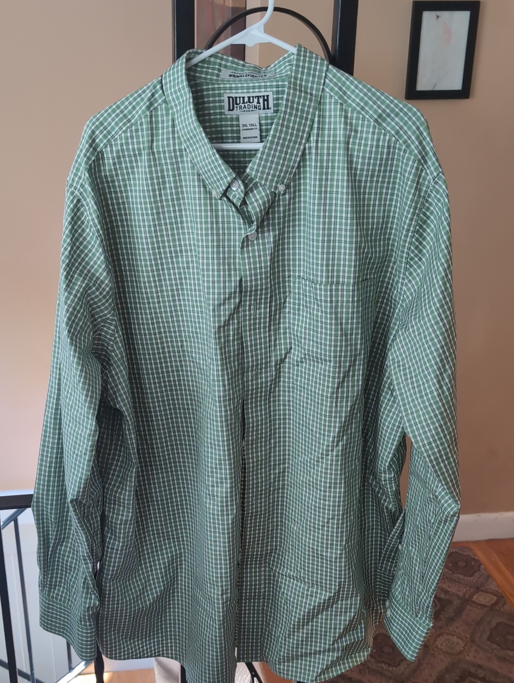 Duluth Trading Co Green Plaid Button-Down Shirt Wrinklefighter